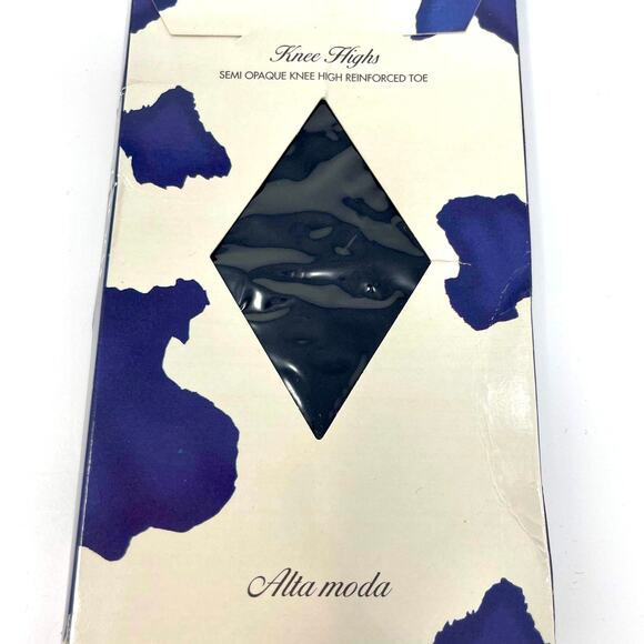 90s DONALD J PLINER Vintage Blue Knee High Semi Opaque Socks - Picture 3 of 9